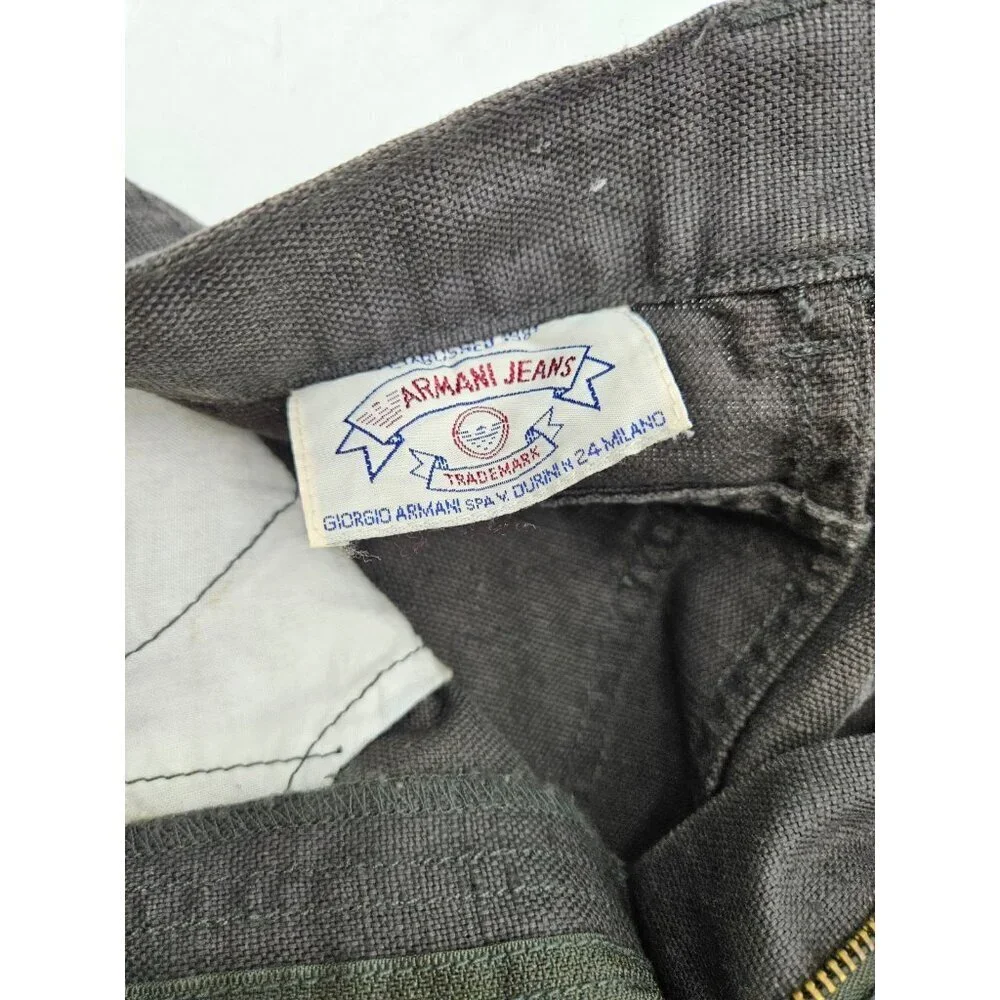 Vtg Armani Jeans Linen Cotton Mini Skirt Womens 4 Grey - Picture 4 of 6
